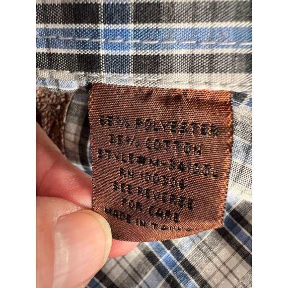 Coyote Mood Pearl Snap Western Shirt  LT Blue  Plaid 65% Polyester 35% Cotton - Picture 7 of 16